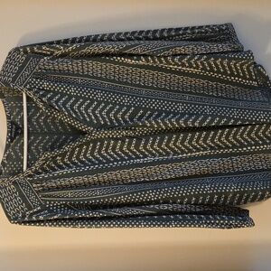 Lucky Brand Women's Geometric Green Long Sleeve Shirt L